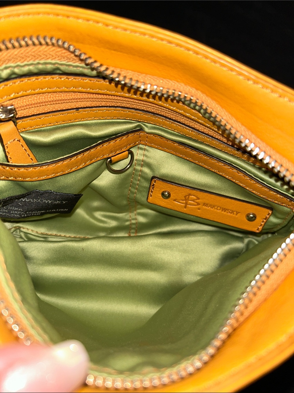 B. makowsky Mustard Yellow Studded Leather Crossbody - Picture 10 of 11